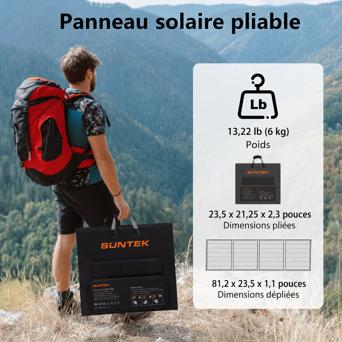 Panneau Solaire Pliable — Chargeur Solaire Portable Étanche pour Camping, Van & Jardin
