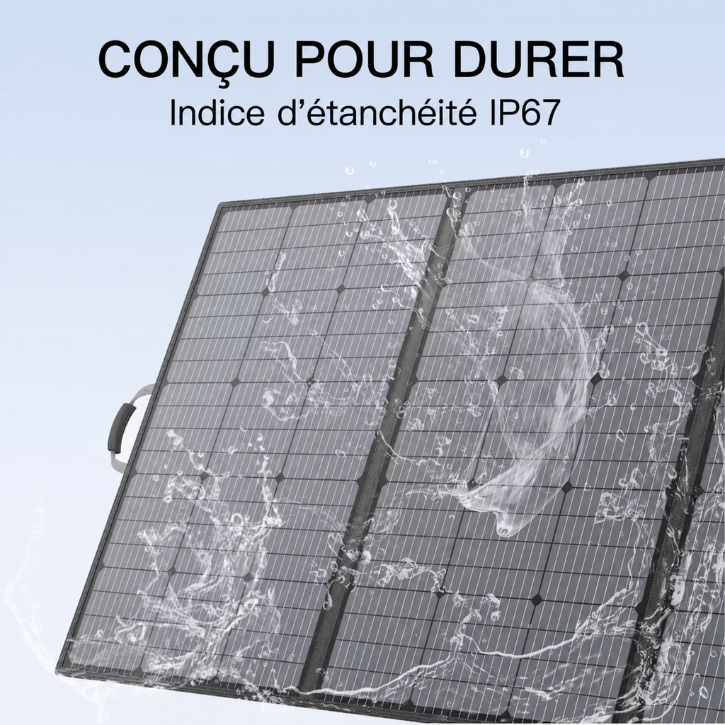 Panneau Solaire Pliable — Chargeur Solaire Portable Étanche pour Camping, Van & Jardin