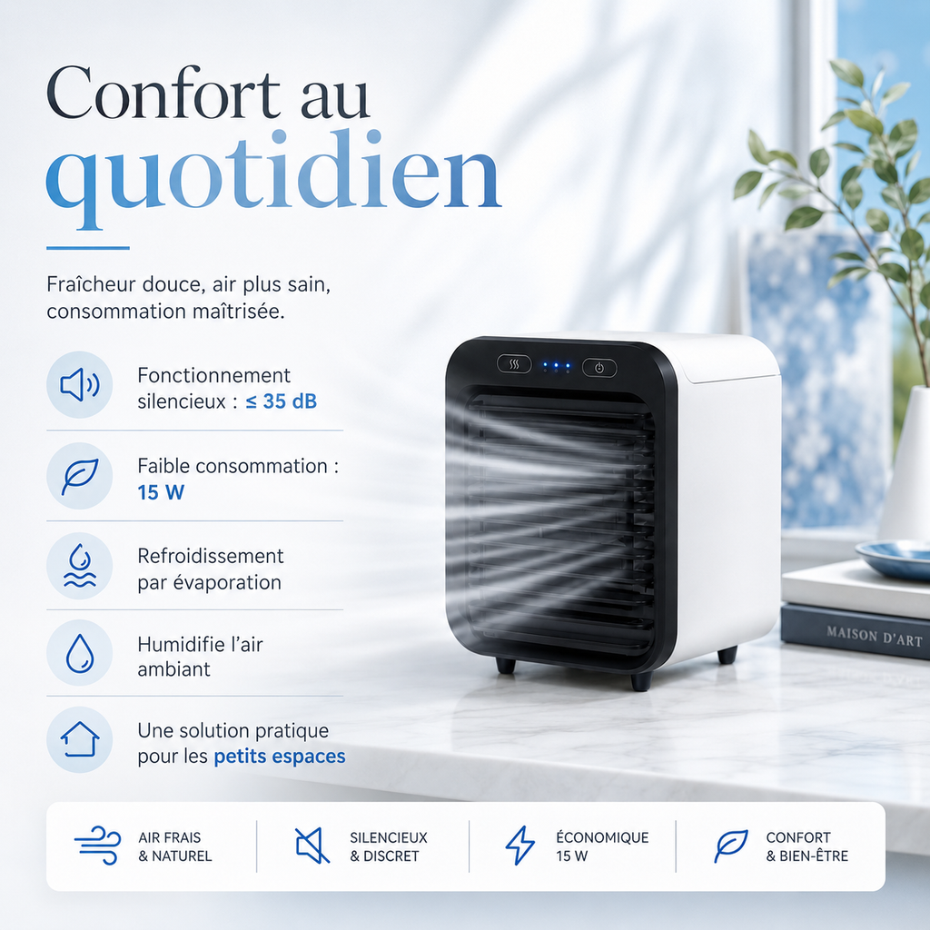 Suntek MistCool – Mini Climatiseur Portable USB avec Brumisation et Humidification