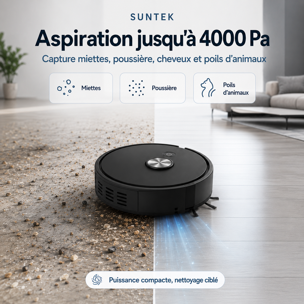 Robot Aspirateur 5 en 1 Ultra Compact | Suntek DailyClean S1