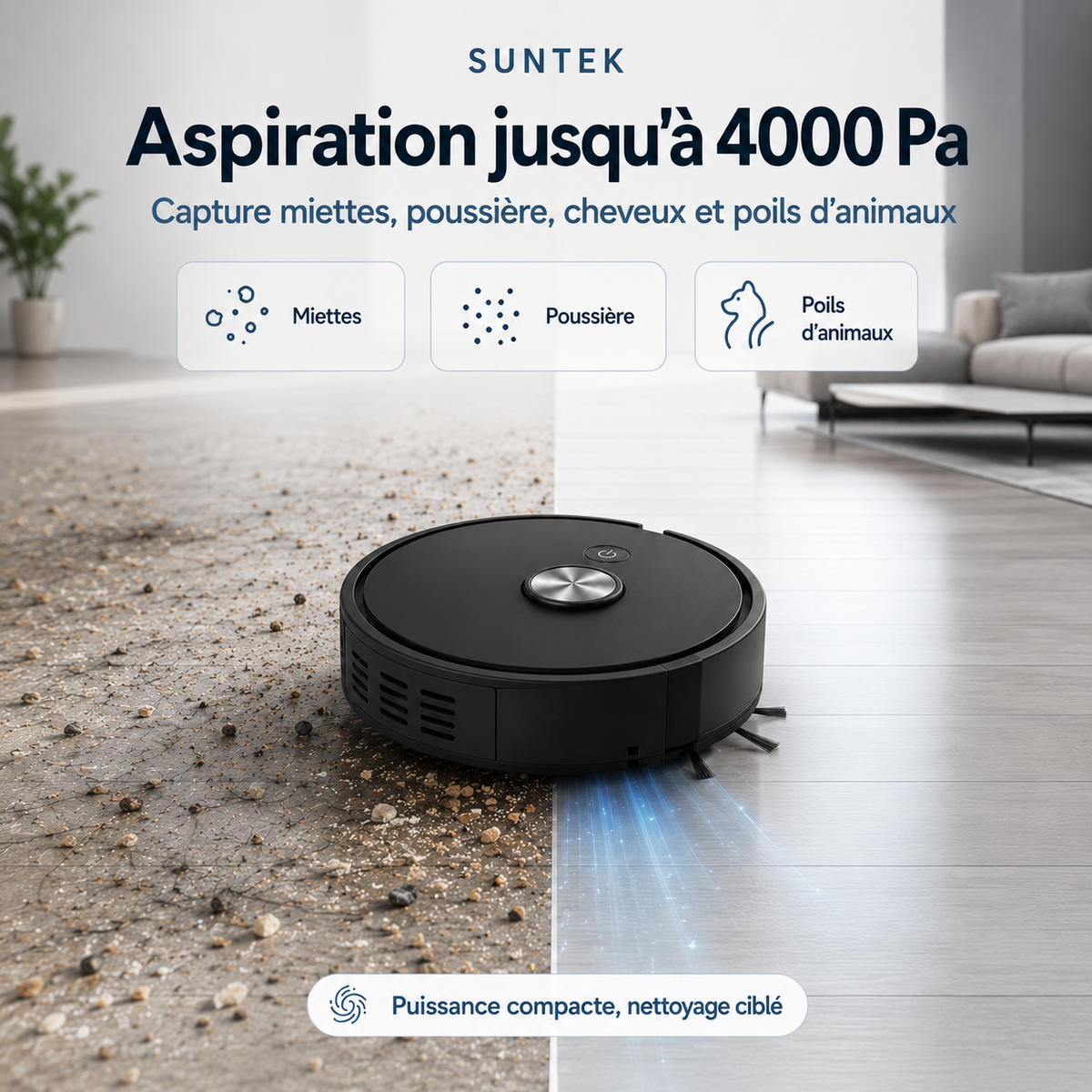 Robot Aspirateur 5 en 1 Ultra Compact | Suntek DailyClean S1