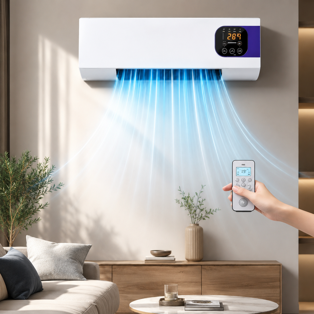Climatiseur Mural Portable 2000W — Refroidissement Puissant avec Télécommande pour Chambre et Bureau
