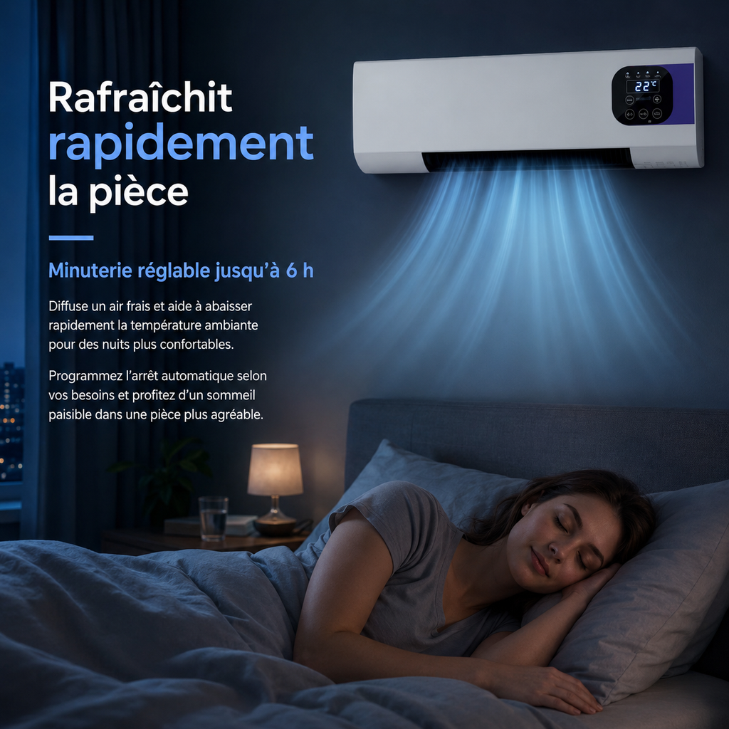 Climatiseur Mural Portable 2000W — Refroidissement Puissant avec Télécommande pour Chambre et Bureau