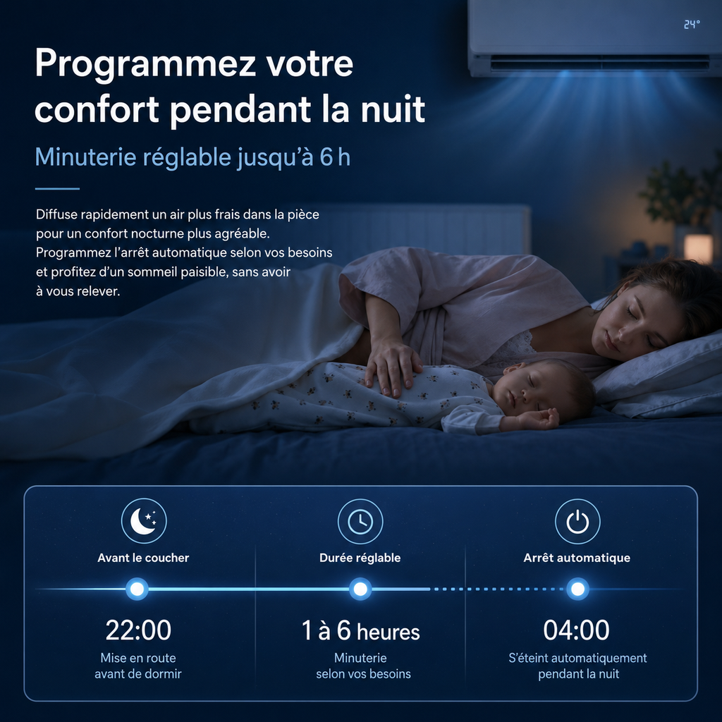 Climatiseur Mural Portable 2000W — Refroidissement Puissant avec Télécommande pour Chambre et Bureau