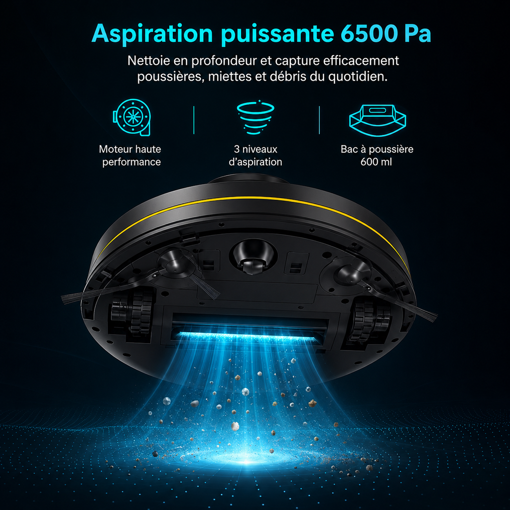 Aspirateur Robot NovaClean X8 – Lavage Intelligent & Ultra-Aspiration 6500Pa