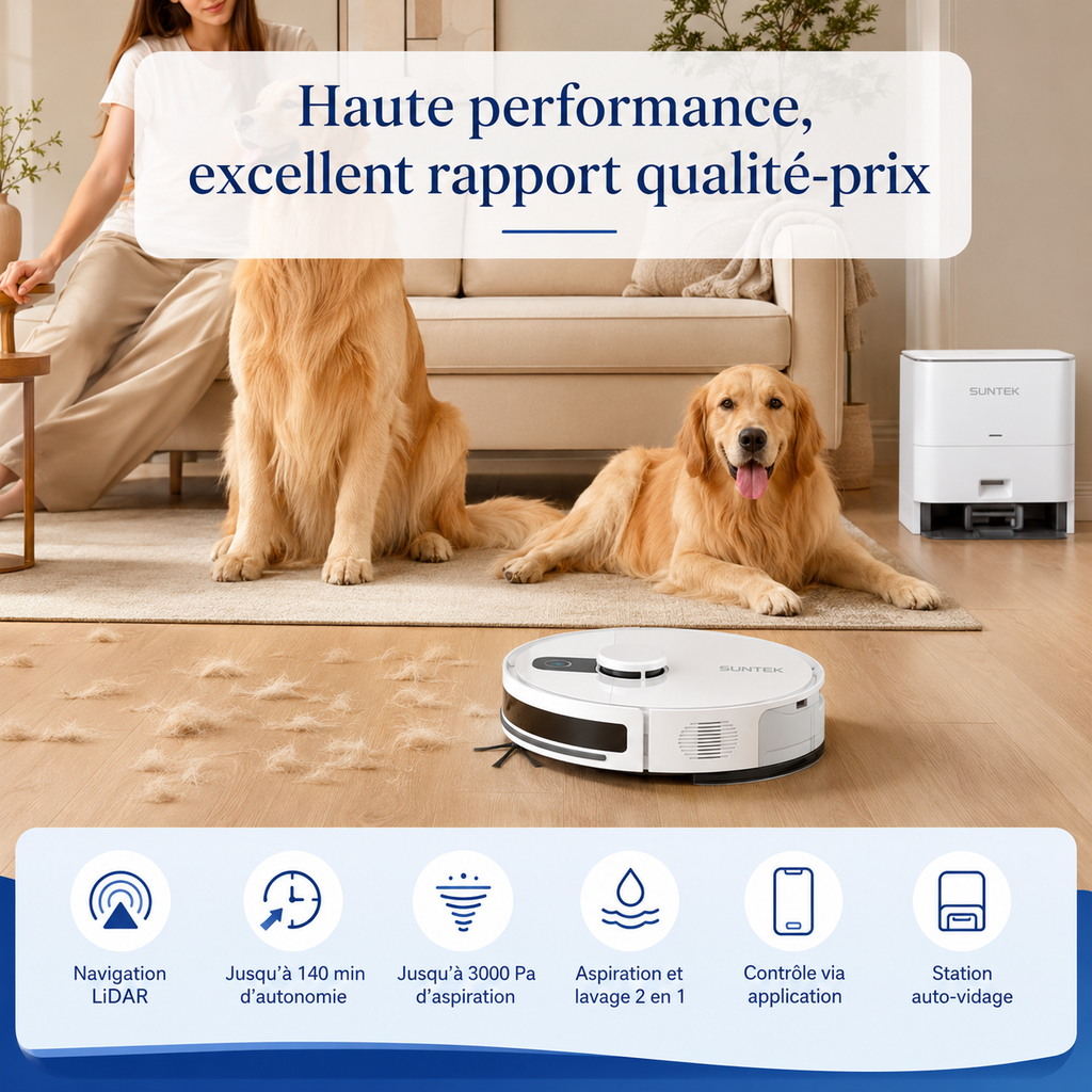 Aspirateur Robot et Serpillière Intelligent – Modèle A12 Pro avec Collecte Automatique
