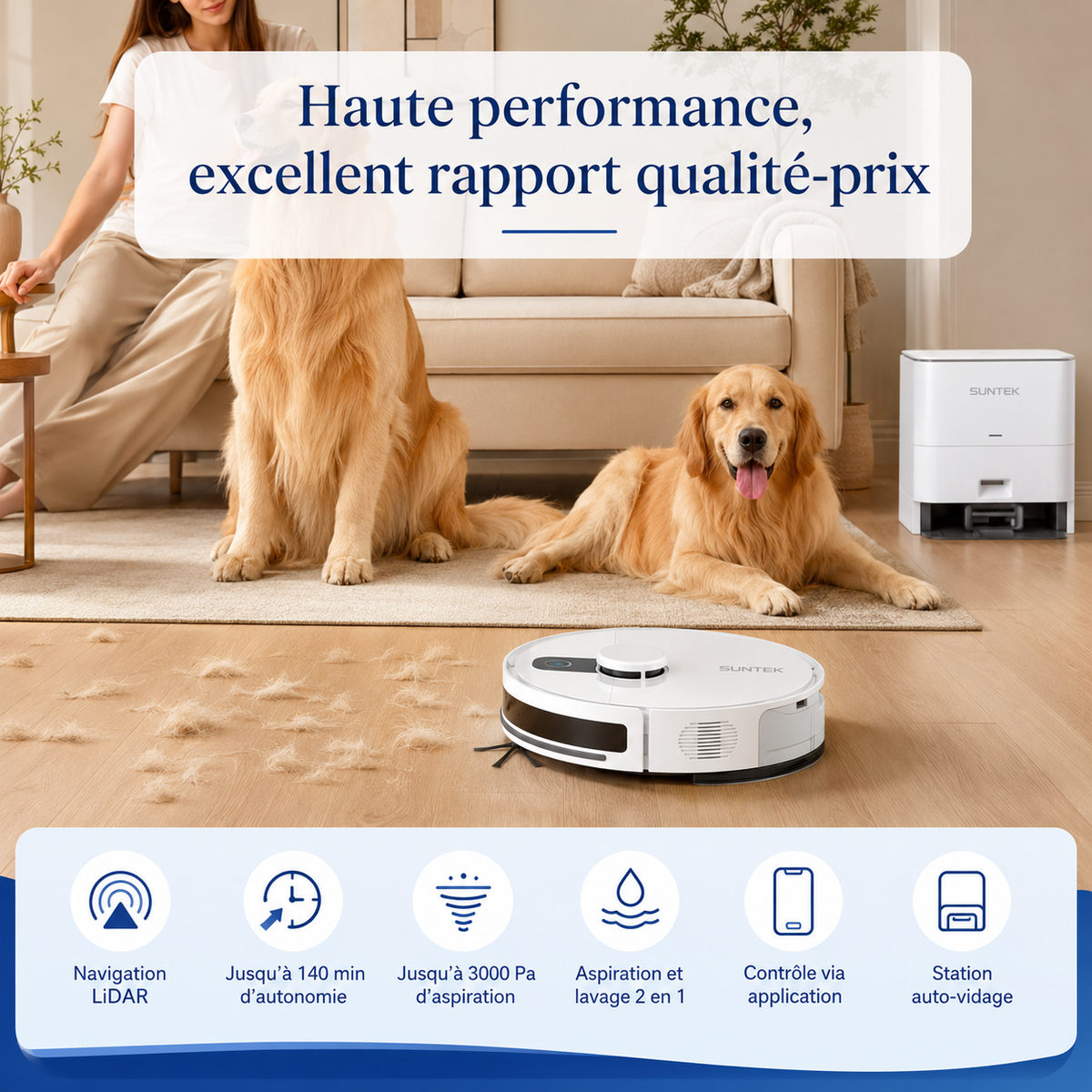 Aspirateur Robot et Serpillière Intelligent – Modèle A12 Pro avec Collecte Automatique